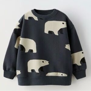 Zara Navy & Cream Polar Bear Sweatshirt - 3-4 Years